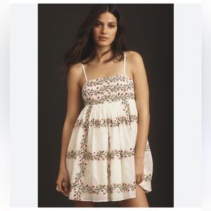 Samant Chauhan Square-Neck Floral Embroidered Mini Dress by Anthropologie Large